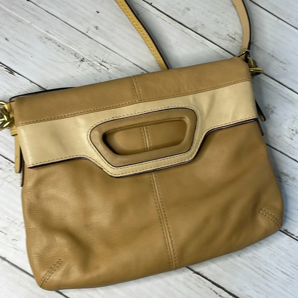 Coach Bonnie Crossbody Purse Camel Sand Leather Foldover Shoulder Bag - Picture 4 of 15
